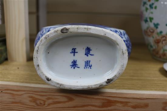 A 19th century Chinese blue and white moonflask vase 11.75in.